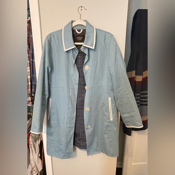 COACH LEATHERWARE 1941 Trench Vintage Long Line Dusty Blue Coat Size 12 - Picture 4 of 9